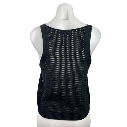 Banana Republic Womens Black Sleeveless Open Knit Crochet Coverup Tank Top Sz M