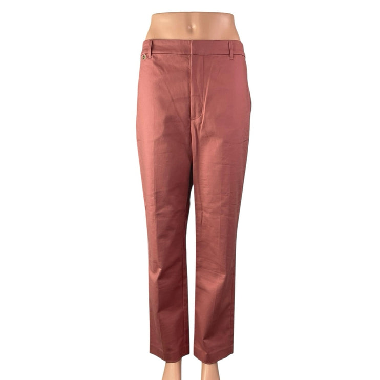 NEW Ralph Lauren Pink Satin High Waisted Straight Trousers Dress Pants Size 12