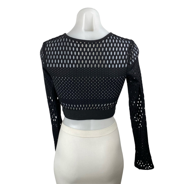 Alo Yoga Haute Women's Mesh Long Sleeve Athletic Activewear Summer Crop Top Sz S