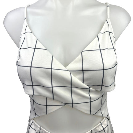 Revolve x Superdown White Black Grid Cutout Waist Mini Bodycon Dress Size S