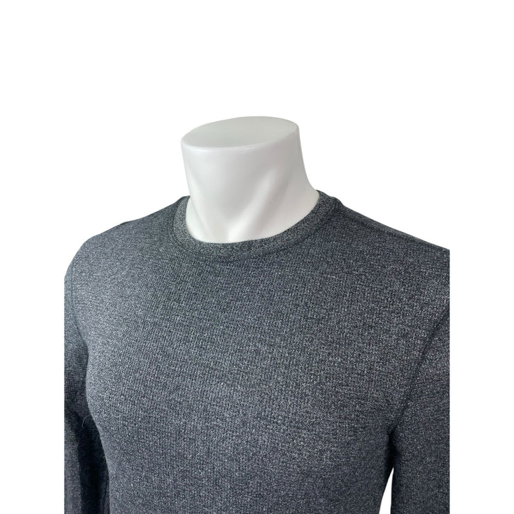 Faded Glory Mens Gray Waffle Knit Crew Neck Long Sleeve Sweatshirt Sweater Top S