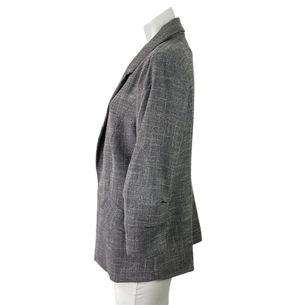 NEW Skies Are Blue Gray Plaid Open Front Ruched Sleeves Blazer Coat Jacket Sz M