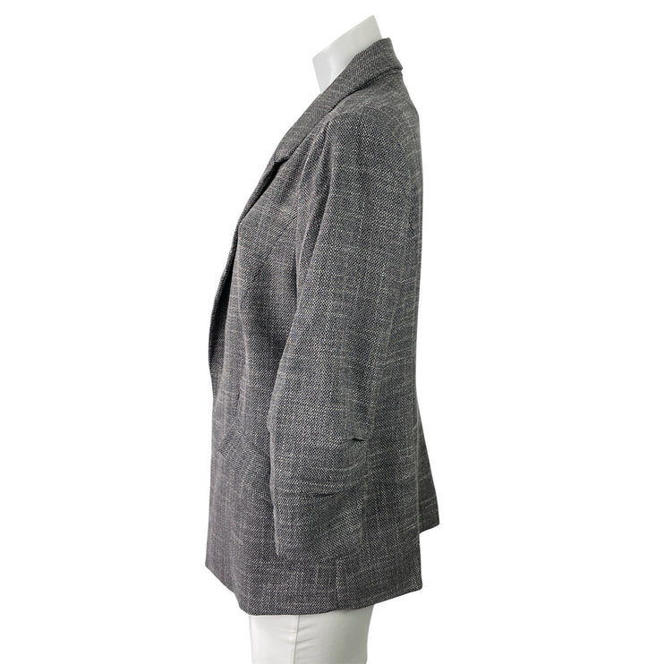 NEW Skies Are Blue Gray Plaid Open Front Ruched Sleeves Blazer Coat Jacket Sz M