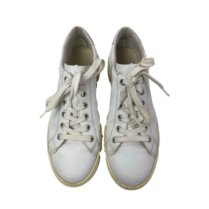 Rieker White Leather Low Top Lace up Round Toe Athletic Sneakers Shoes Size 7.5