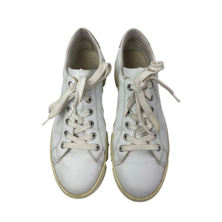 Rieker White Leather Low Top Lace up Round Toe Athletic Sneakers Shoes Size 7.5