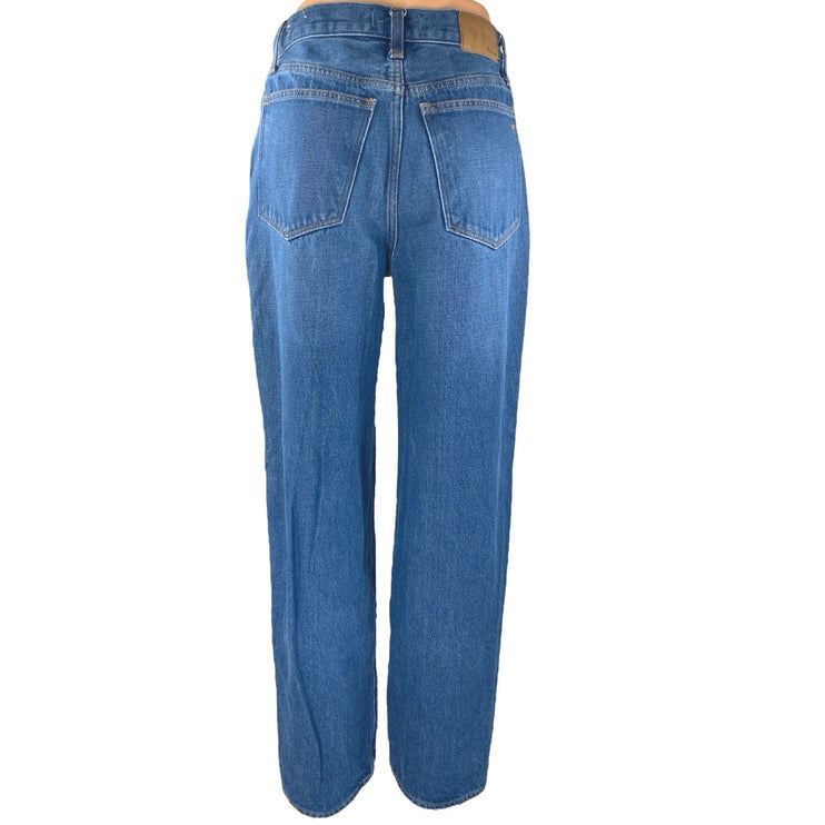 Madewell Women's Blue High Waisted Straight Wide Leg Denim Jeans Pants Size 25