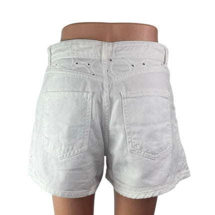 NEW Zara Women's White High Waisted Straight Y2k Mini Denim Jean Shorts Size 4