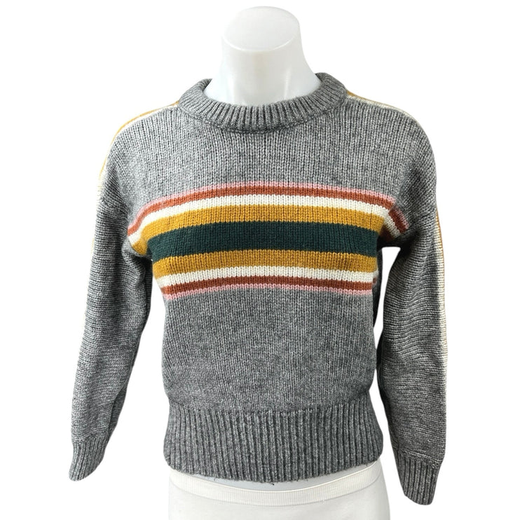 Madewell Women's Gray Striped Heath Crew Neck Pullover Sweater Top Size XS
