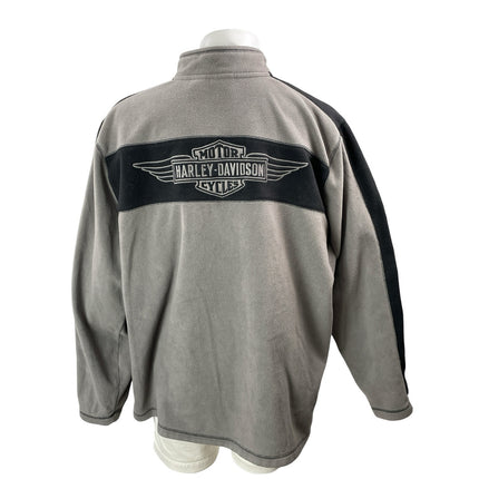 Harley Davidson Men's Gray Long Sleeve Quarter-Zip Fleece Pullover Sweater 2XL