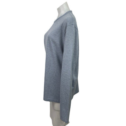 Vince Womens Blue Striped Long Sleeve Crew Neck Knit Pullover Sweater Top Size L