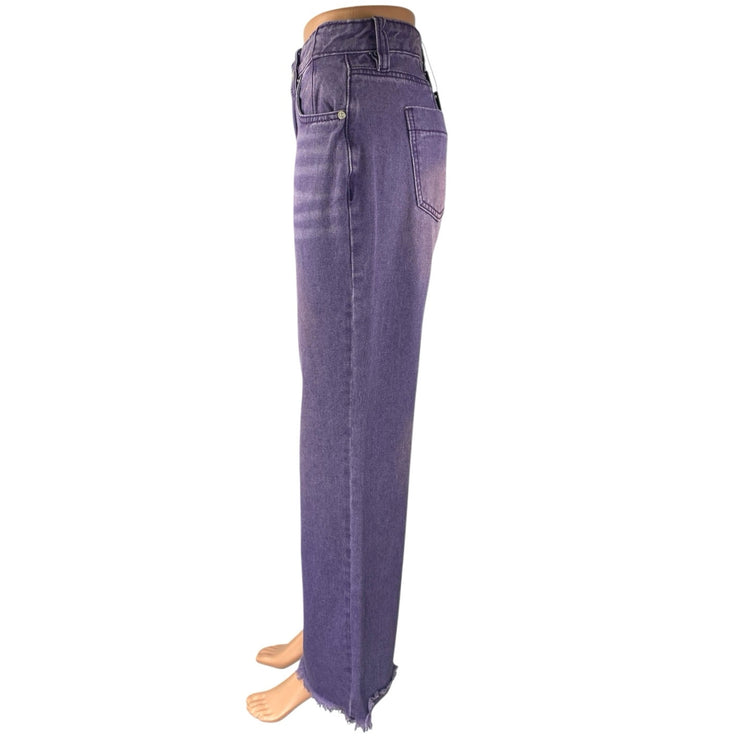 NEW Fashion Nova Ashtin Women's Purple Baggy Bootcut Flared Denim Jeans Size 0