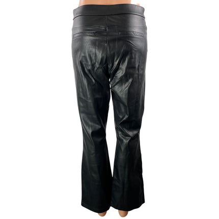 Zara Women's Black High Rise Faux Leather Vegan Flare Trousers Pants Size M