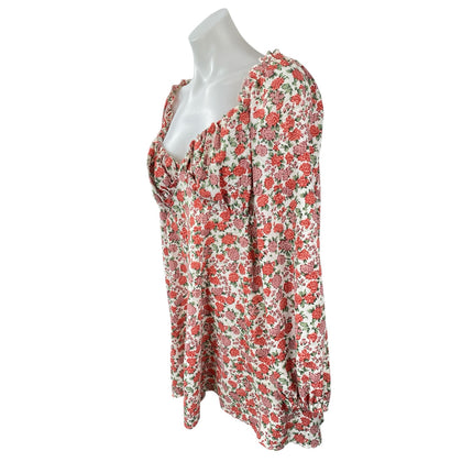 Missguided Multicolor Floral Ruffle V Neck Babydoll Swing A Line Mini Dress Sz 8