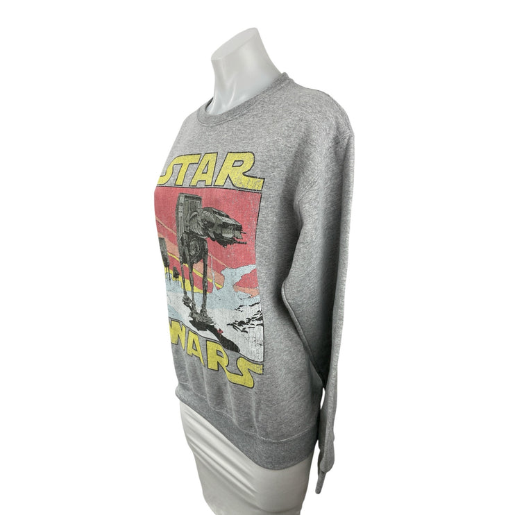 Star Wars Classic AT-AT Crew Gray Graphic Long Sleeve Sweatshirt Top Size S[