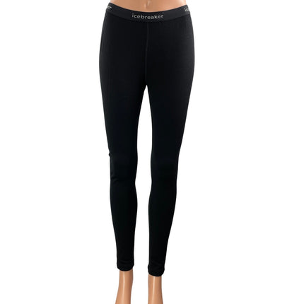 Icebreaker Merino 260 Women's Black Base Layer Winter Leggings Pants Size S