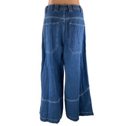 NEW Brandy Melville J.Galt Blue High Rise Wide Leg Palazzo Denim Jeans Size S