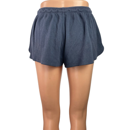 Brandy Melville Womens Blue Waffle Knit Drawstring Mid Rise Lounge Shorts Size S