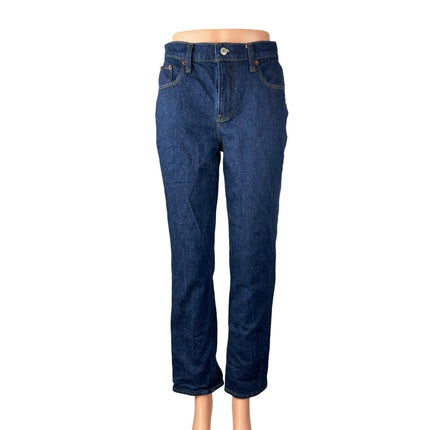 Abercrombie & Fitch Womens Dark Blue Wash Mid Rise Straight Denim Jeans Pants 25