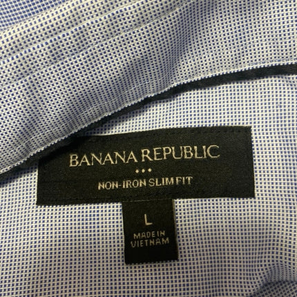 Banana Republic Men's Blue Non-Iron Slim Fit Long Sleeve Button Down Shirt Top L
