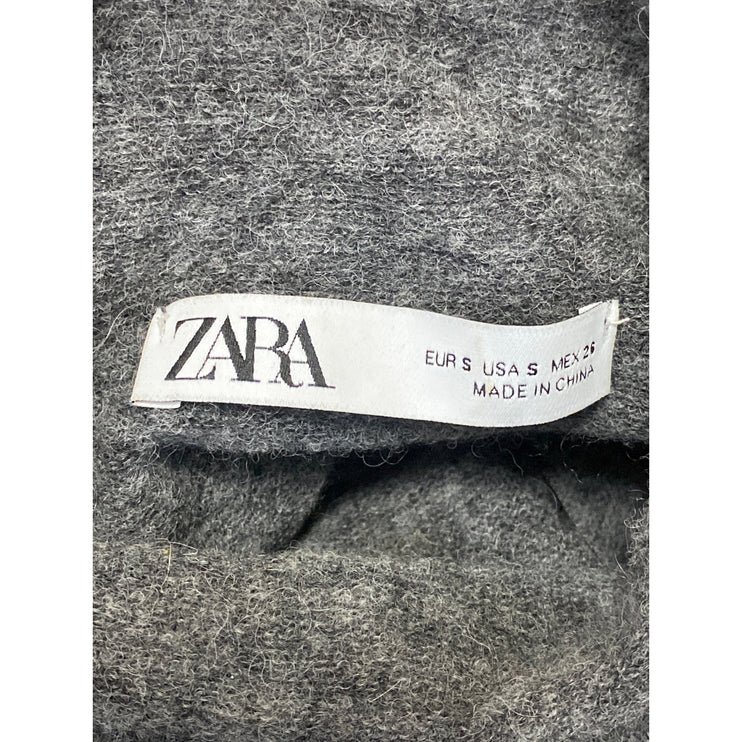 Zara Womens Gray Alpaca Wool Mock Neck Long Sleeve Crop Sweatshirt Sweater Top S