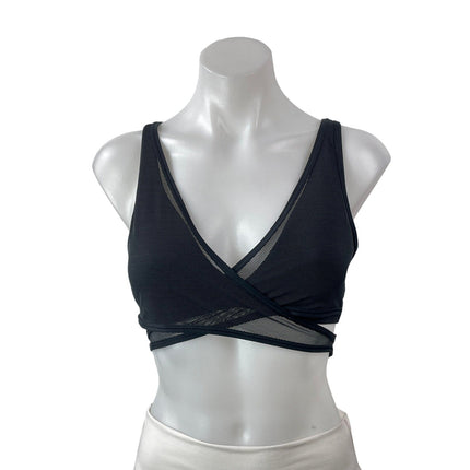 Nike Air Dri-Fit Black Sleeveless Mesh Crisscross V-neck Athletic Sports Bra S