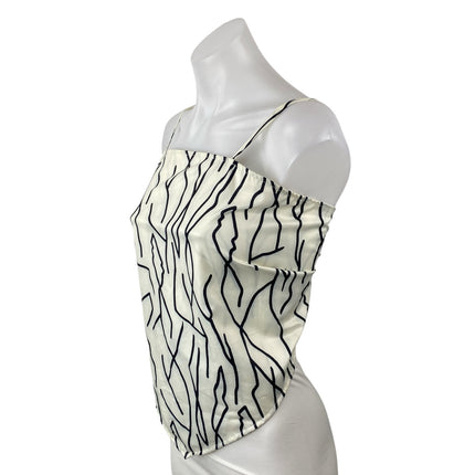 Commense Women's White Black Abstract Sleeveless Longline Cami Crop Top Size XS