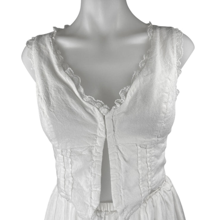 Princess Polly White Lace Sleeveless Crop Top High Rise Shorts 2 Piece Set 8