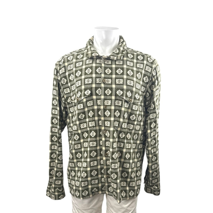 Corridor Mens Multicolor Argyle Geometric Knit Long Sleeve Button Down Shirt XXL