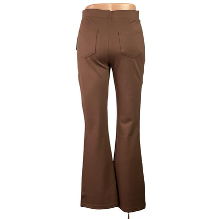 NEW Womens Brown High Waisted Pull On Flared Bootcut Trousers Ankle Pants Sz XS