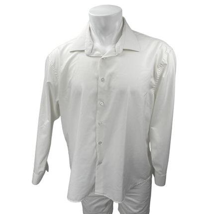 Nautica Men's White Regular Fit Long Sleeve Button Down Career Shirt Top Size XL