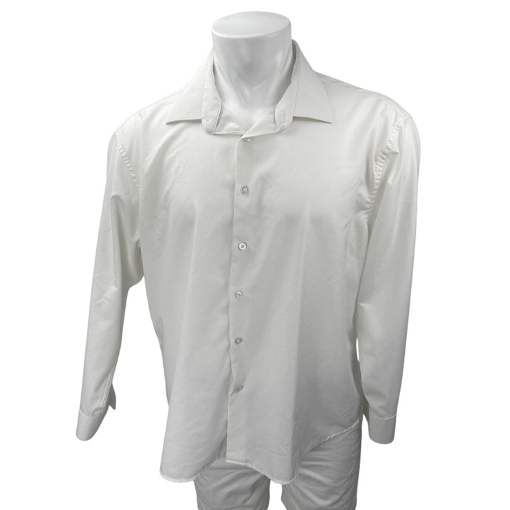 Nautica Men's White Regular Fit Long Sleeve Button Down Career Shirt Top Size XL