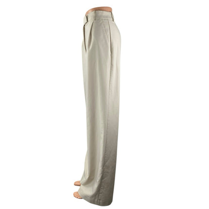 Zara Women's Beige High Rise Pleated Wide Leg Baggy Trousers Dress Pants Size S