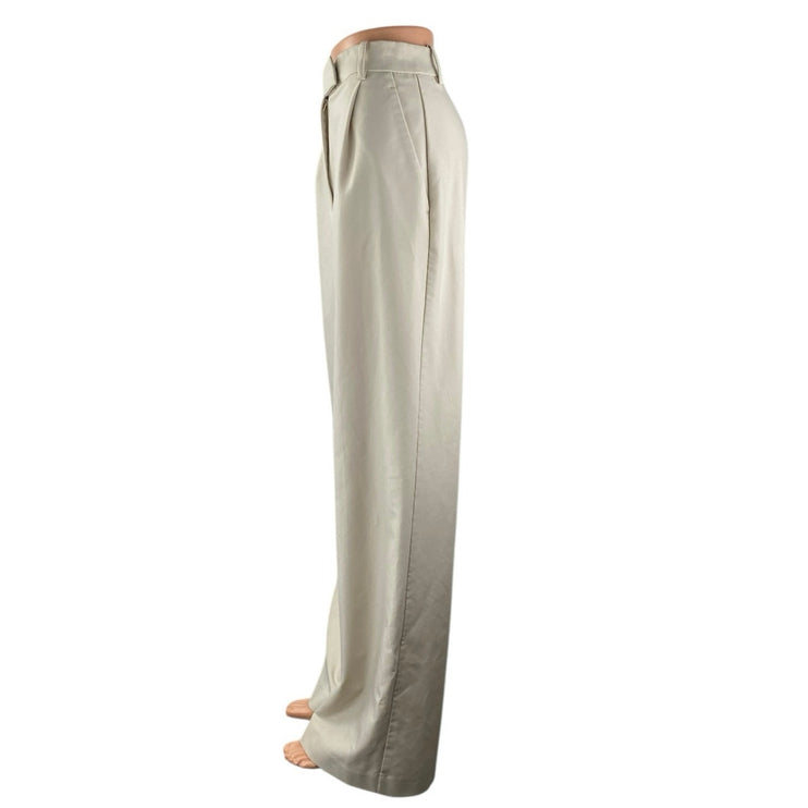 Zara Women's Beige High Rise Pleated Wide Leg Baggy Trousers Dress Pants Size S