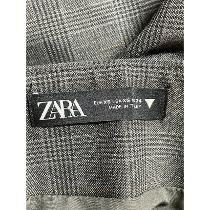 Zara Womens Dark Gray Plaid Check High Rise Office Mini Straight Pencil Skirt XS