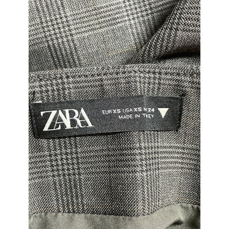 Zara Womens Dark Gray Plaid Check High Rise Office Mini Straight Pencil Skirt XS