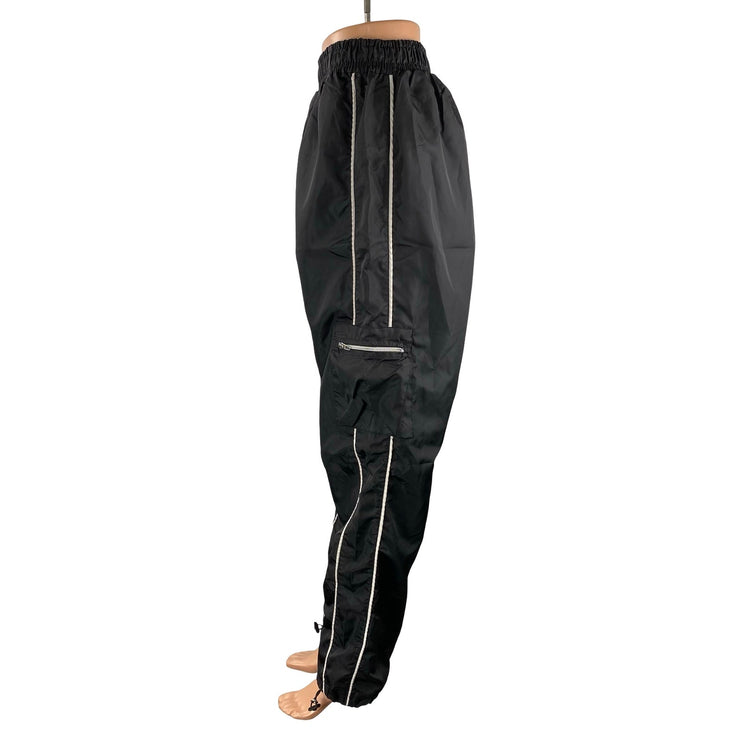 PRETTYLITTLETHING Women's Black Baggy Cargo Jogger Windbreaker Trousers Pants 10