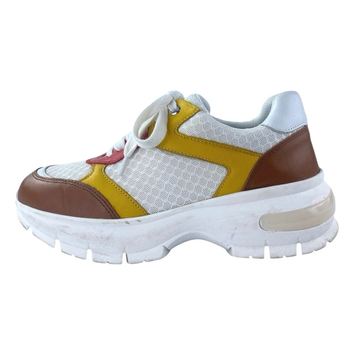 The Flexx Women's Multicolor Leather Mesh Low Top Athletic Sneakers Shoes 6.5-7