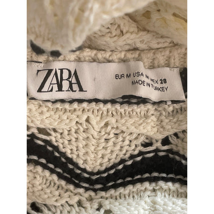 Zara Women's Geometric Crochet Knit Sleeveless Midi Cami Tank Bodycon Dress Sz M