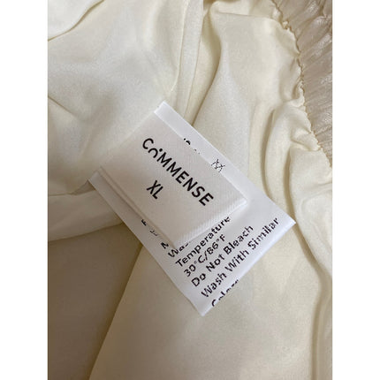 Commense Women's Cream White Ruffles Elastic waist Midi Flared A-Line Skirt XL