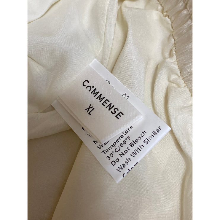 Commense Women's Cream White Ruffles Elastic waist Midi Flared A-Line Skirt XL