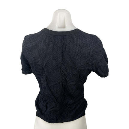 Zara Women's Black Knit Short Sleeve Crew Neck Sweater T Shirt Tee Top Size M