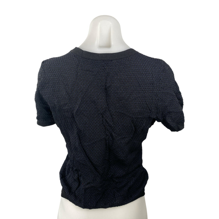 Zara Women's Black Knit Short Sleeve Crew Neck Sweater T Shirt Tee Top Size M