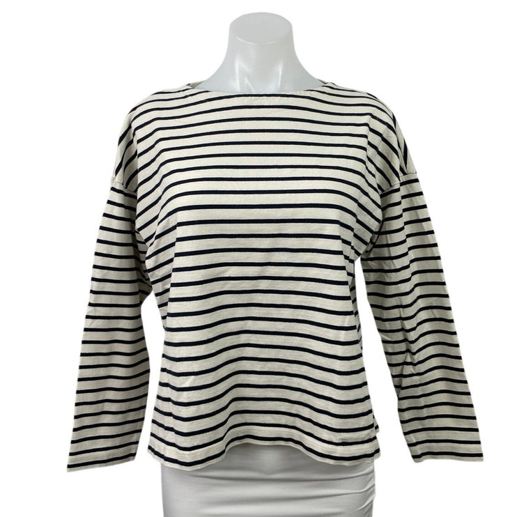 UNIQLO Women's Black White Knitted Stripe Long Sleeve Sweatshirt Sweater top M