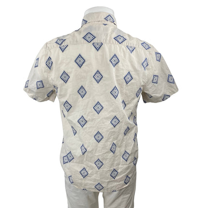 Banana Republic Men's Geometric Collared Short Sleeve Button Down Shirt Top Sz M