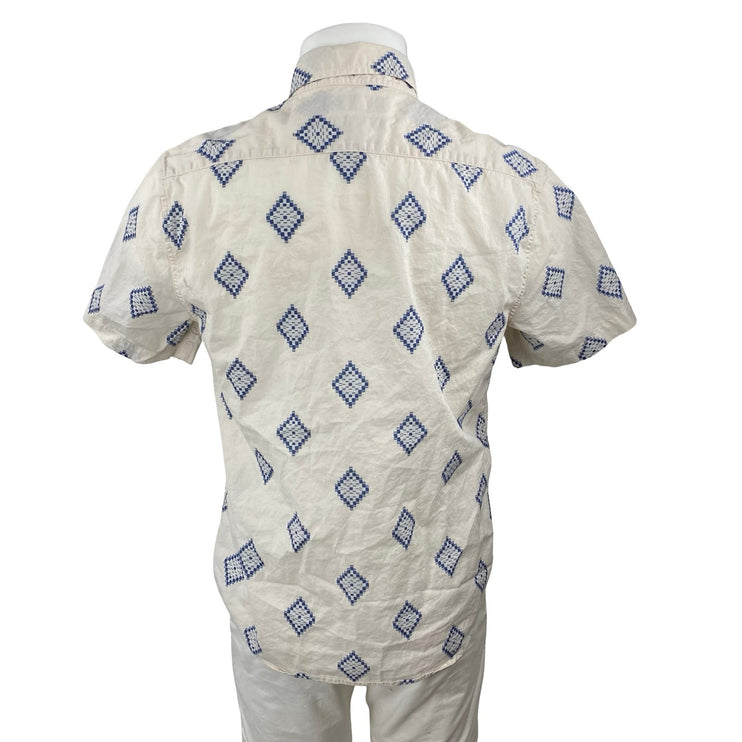 Banana Republic Men's Geometric Collared Short Sleeve Button Down Shirt Top Sz M