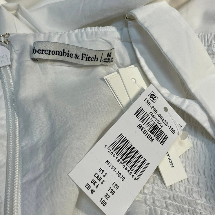 NEW Abercrombie & Fitch Dylan White Sleeveless Corset Fit & Flare Midi Dress M