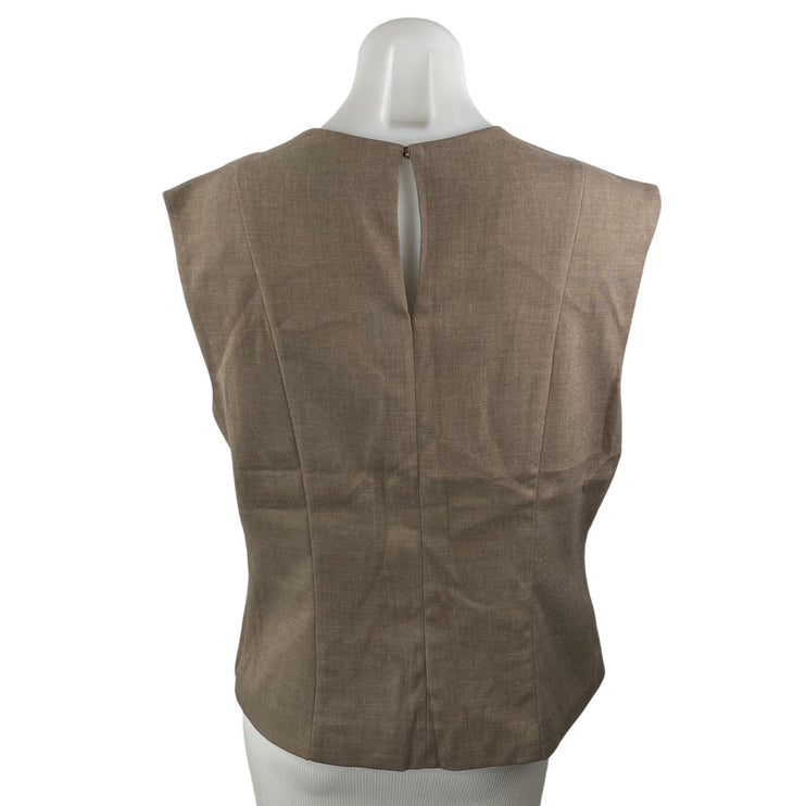 NEW Abercrombie & Fitch Women's Tan Sleeveless Pocket Tank Blouse Top Size L