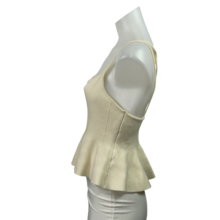 Anthropologie Maeve Cream Sleeveless Cami Camisole Strappy Peplum Tank Top Sz S