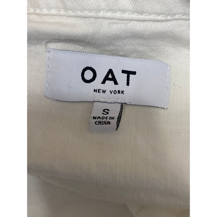 Oat White Collared Short Sleeve Button Down Cargo Playsuit Jumpsuit Romper Sz S