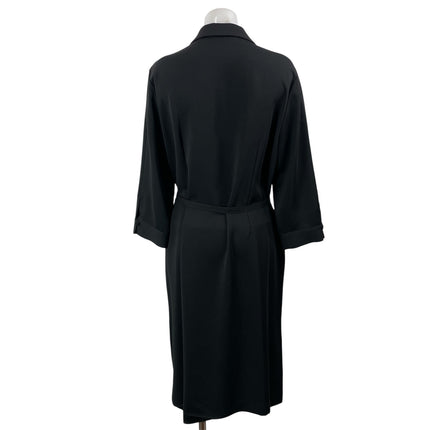 Biacci Women's Gray 3/4 Sleeves Belted Collared Midi Robe Shirt Dress Size 10
